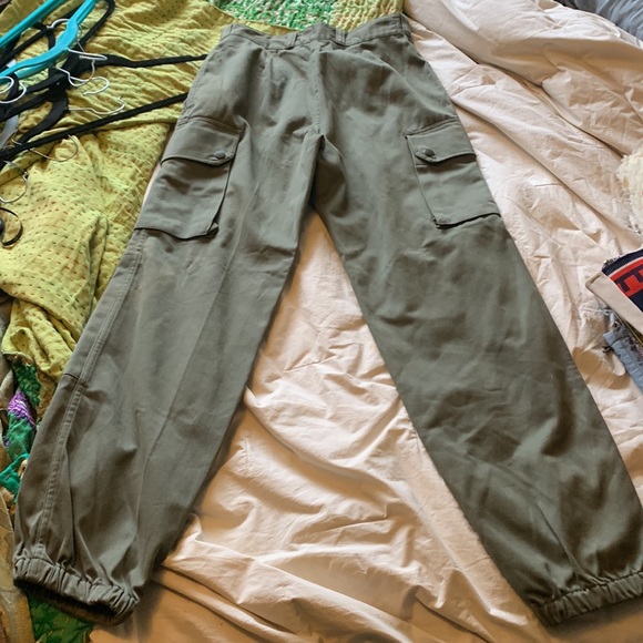 vintage army cropped jogger fatigue cargo pants bleach distressing - Picture 4 of 15